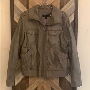 Faux Leather Jacket- Grey